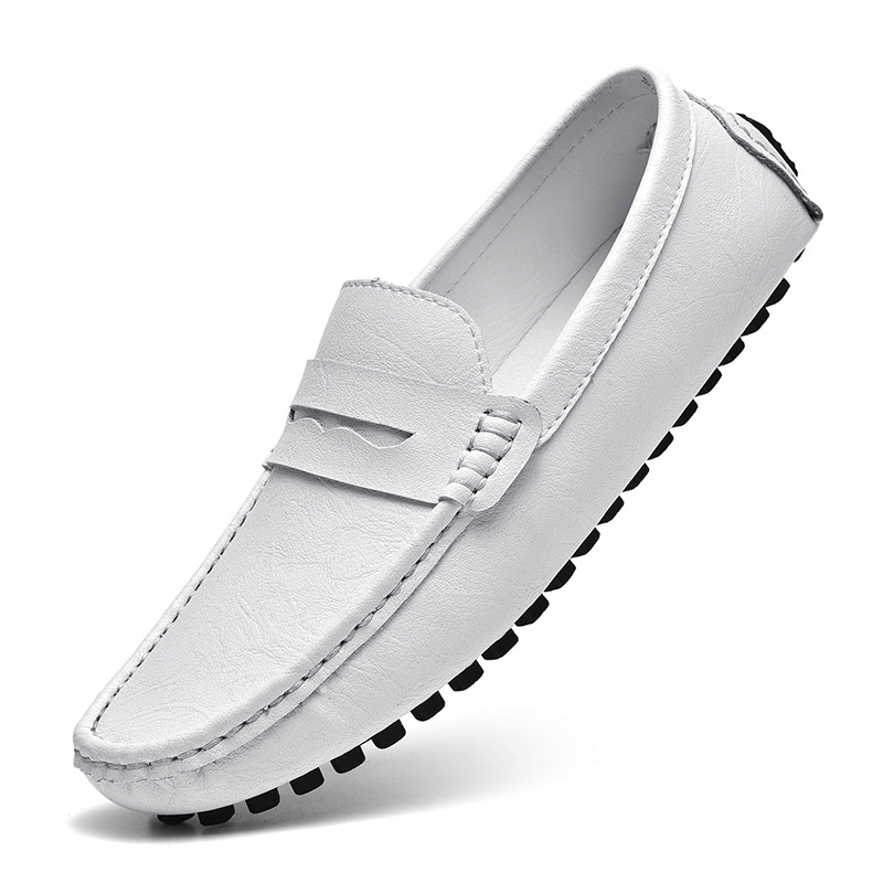 Cross-Border Live Broadcast Popular Genuine Leather Beanie Shoes Lazy Driving Shoes Casual Shoes Stitched Cowhide Large Size Men's Shoes