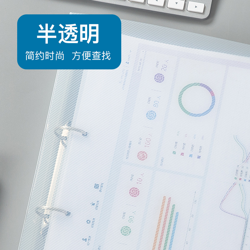 Picture of A4 Binder Punched Folder 2 Holes 3 Holes 4 Holes Transparent PP Office Data File Storage Folder Set-System