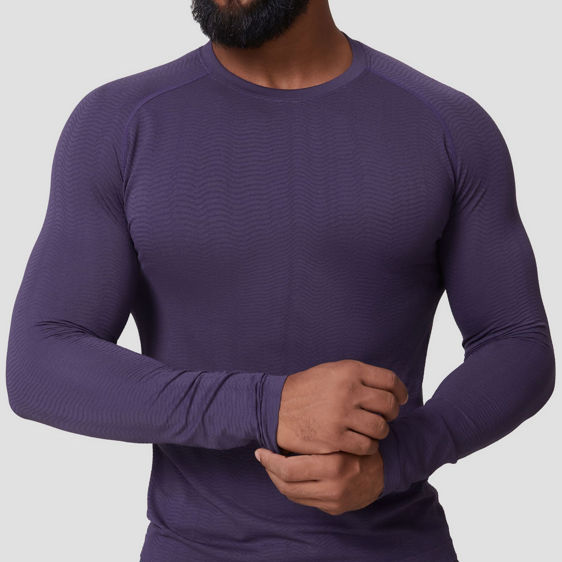 American Seamless Jacquard Fitness Sports Casual Core-Absorbent Long-Sleeved T-Shirt Men's Slim Quick-Drying Training Top 1075
