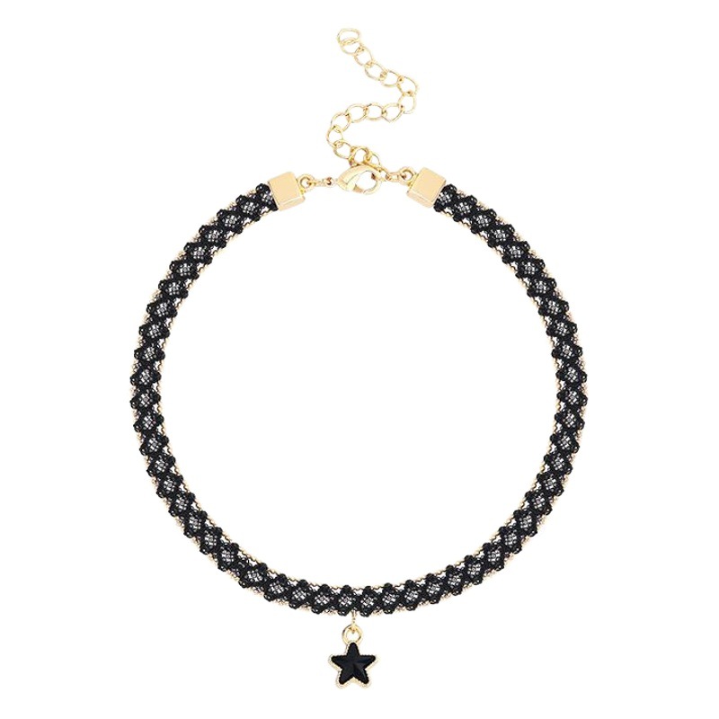 Picture of South Korea Black Sexy Collarbone Chain Simple Short Star Pendant Necklace Choker Collar Neck Band Neck Chain for Women