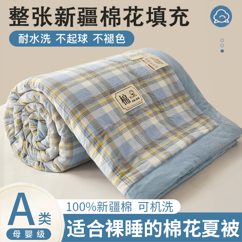Xinjiang Cotton Pure Cotton Summer Cool Quilt 100 Pure Cotton Machine Washable Washable Air-conditioning Quilt Spring and Autumn Single Summer Thin Quilt
