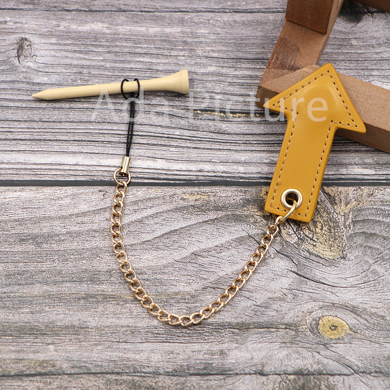 Picture of Golf ball nail mark Arrow direction marker ball seat leather cover golf ball nail anti-lost magnetic lanyard key chain