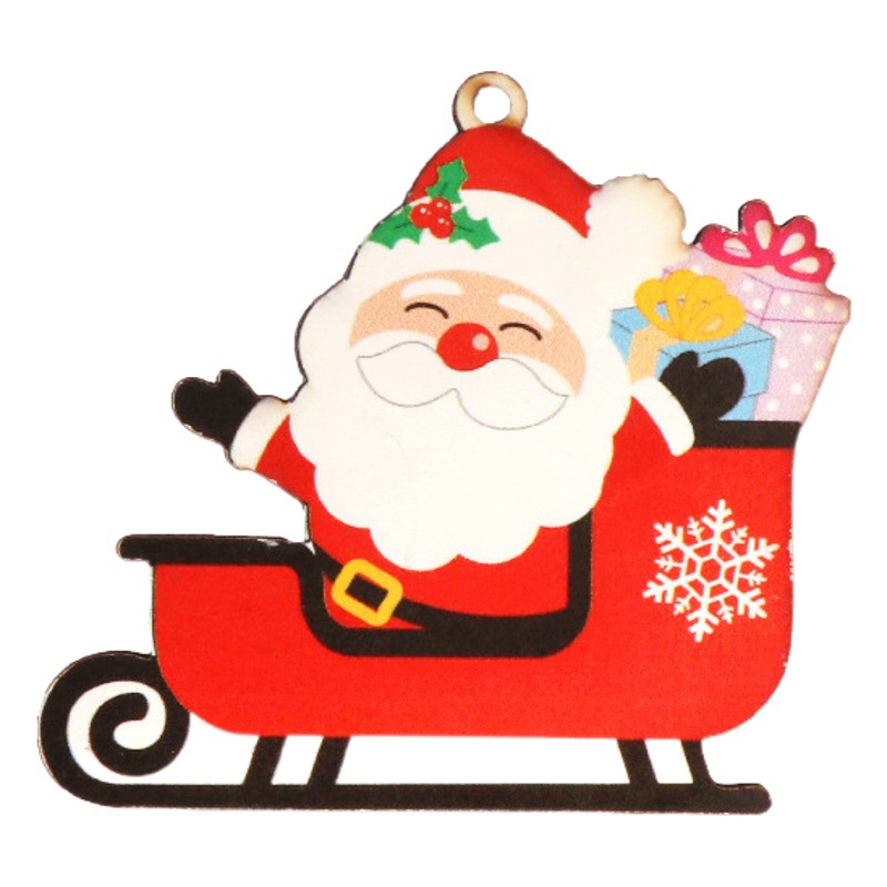 New Christmas decoration supplies cartoon Santa Claus combination pendant wooden car Christmas tree decoration accessories