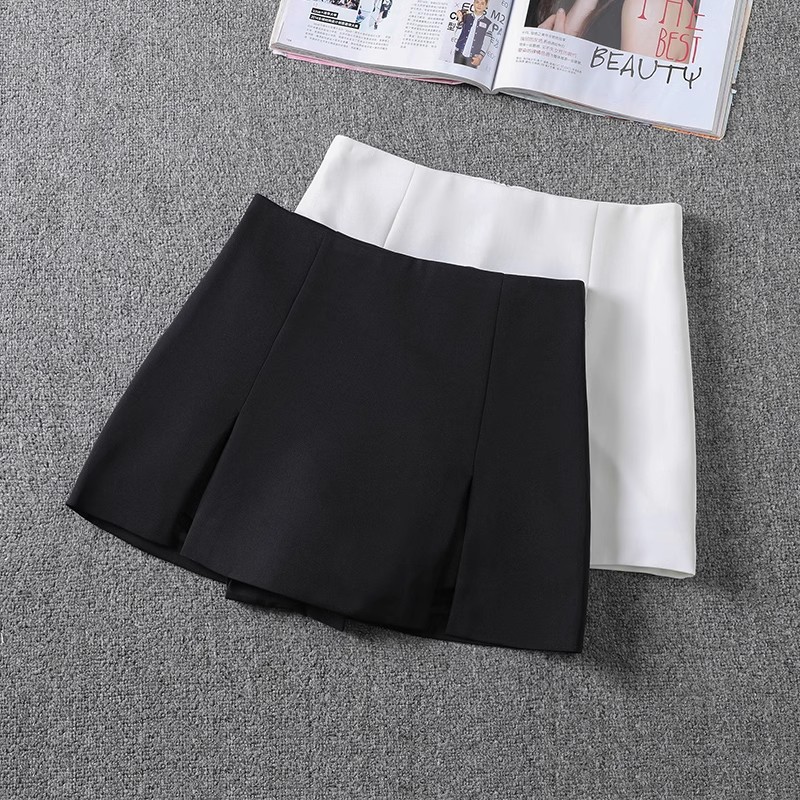 High-Waisted Slit Skirt for Women, New Spring and Summer Plus-Size Anti-Exposure Pants Skirt, Fashionable Versatile Solid Color A-Line Short Skirt