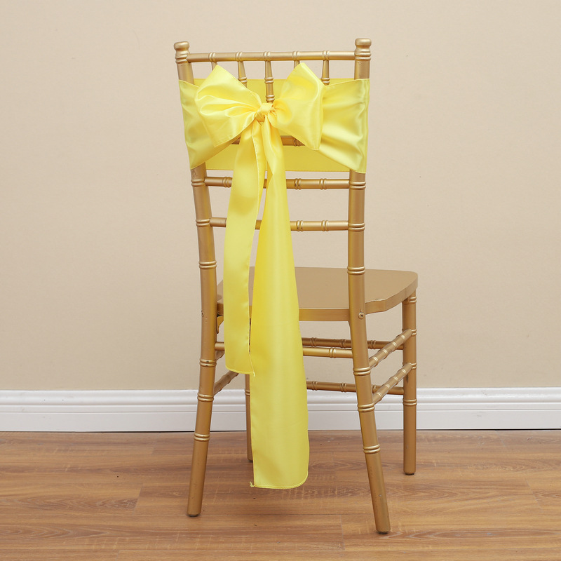 Picture of Chair Cover Bow Tie Hotel Wedding High-end Light Luxury Red Chair Back Flower Decoration Satin Diding Ribbon
