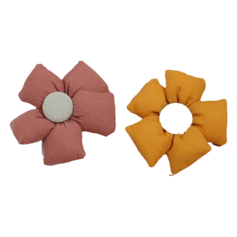 Square five petal flower embroidery brooch Japanese cute hair rope hair accessories diy pendant South Korea small jewelry wholesale