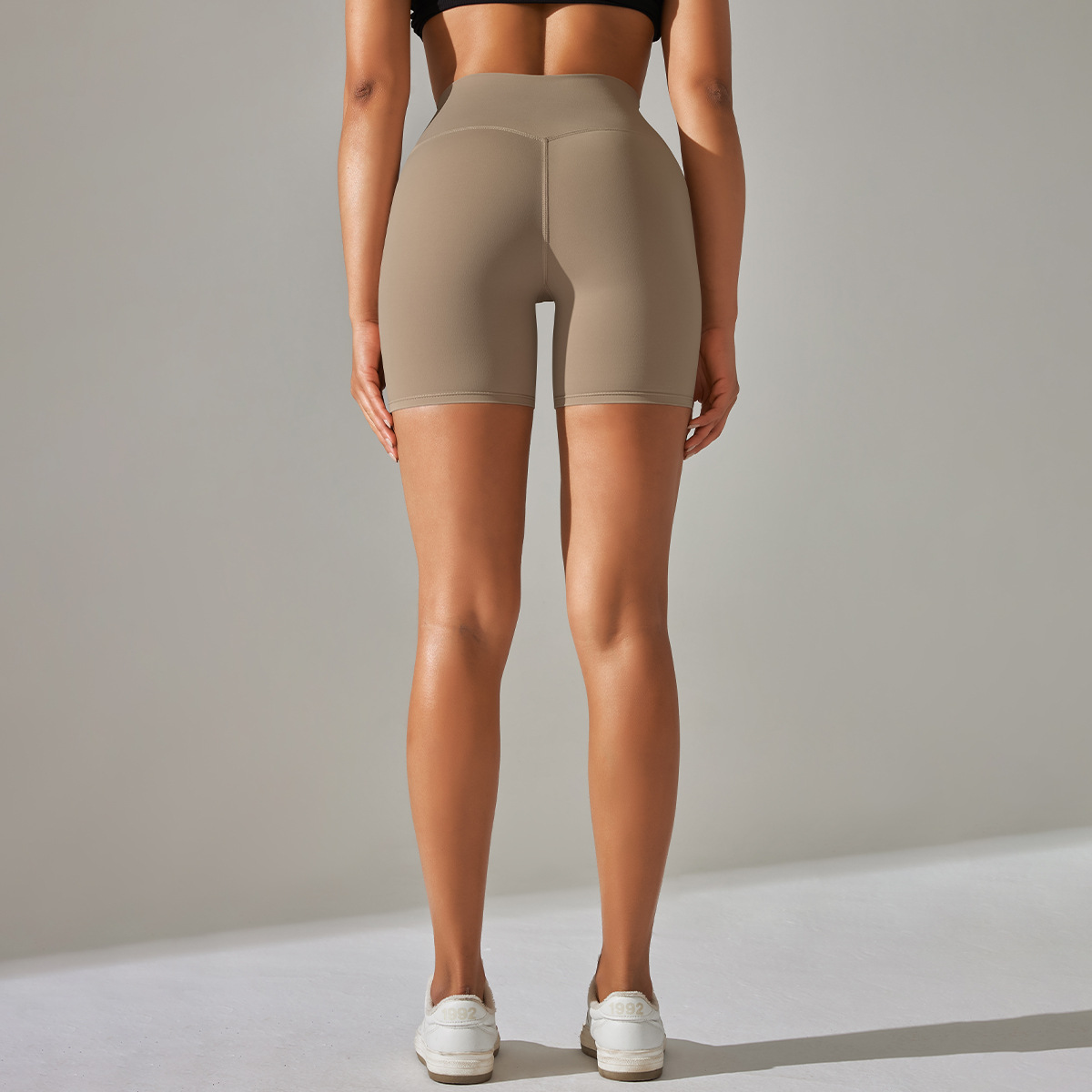 Picture of Spring and Summer New Solid Color Yoga Shorts Double-Sided Brushed Tight-Fitting High-Waist Elastic Sports Fitness Three-Point Yoga Pants for Women