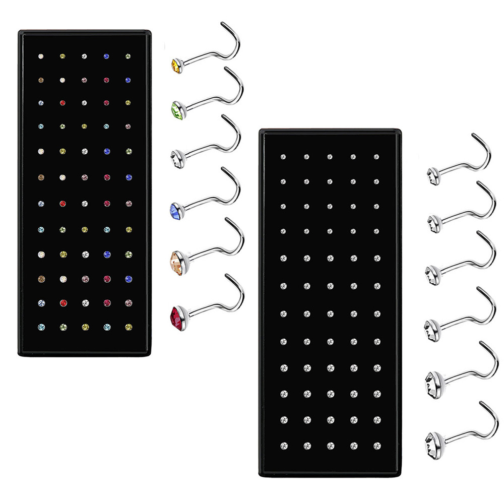 1.5/2.0/2.5 Bend Nose Nail 60 Boxed Stainless Steel Bend Nose Nail Nose Ring Hot Puncture Ornaments in Europe and America