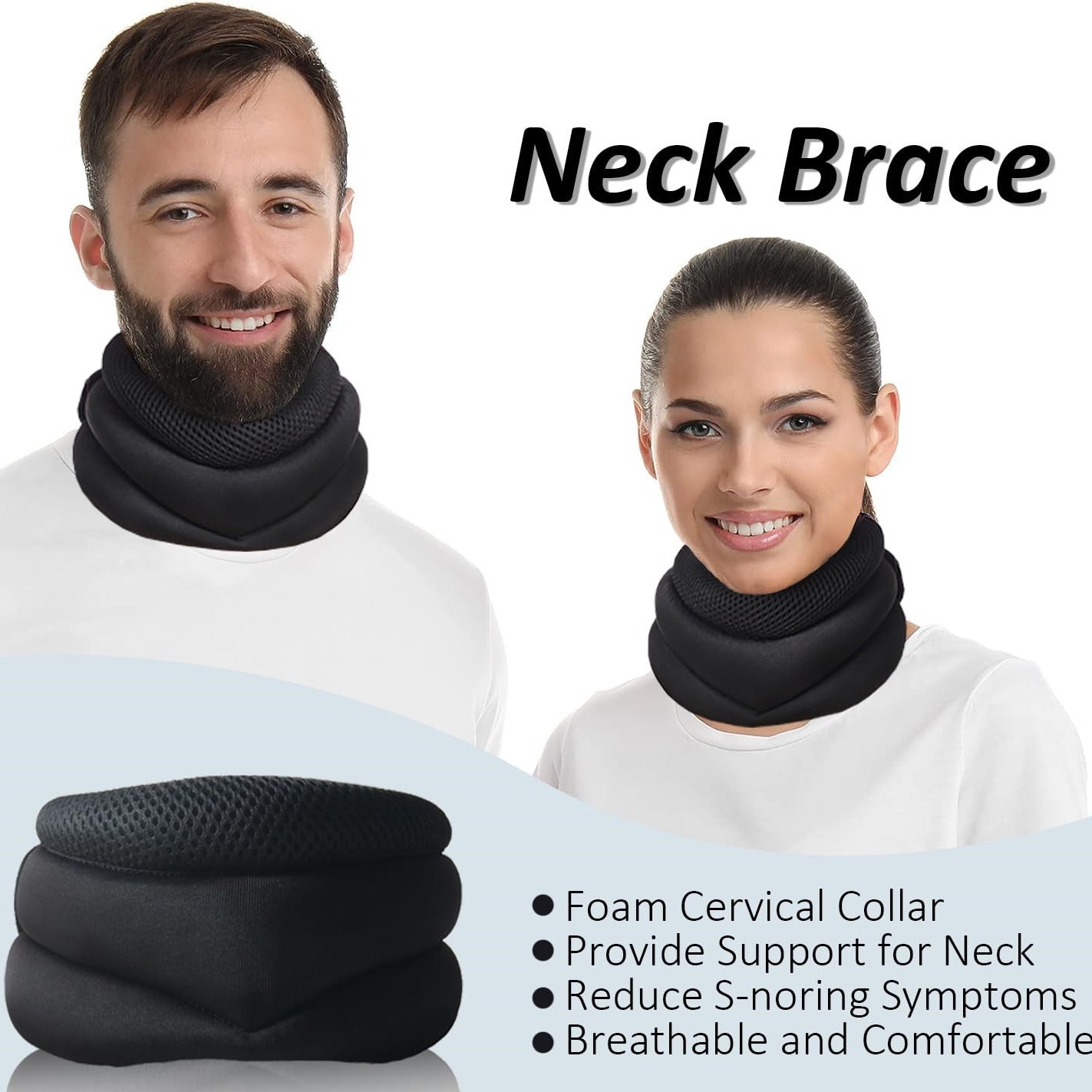Picture of Cross-border three-layer sponge neck protection breathable high-elastic anti-bow forward cervical neck decompression office neck protection collar