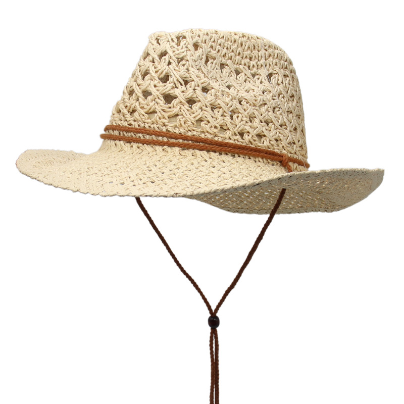 Picture of Retro Western Cowboy Beach Hat Amazon Straw Hat for Men and Women Outdoor Travel Cross-border Foreign Trade Ethnic Style Top Hat
