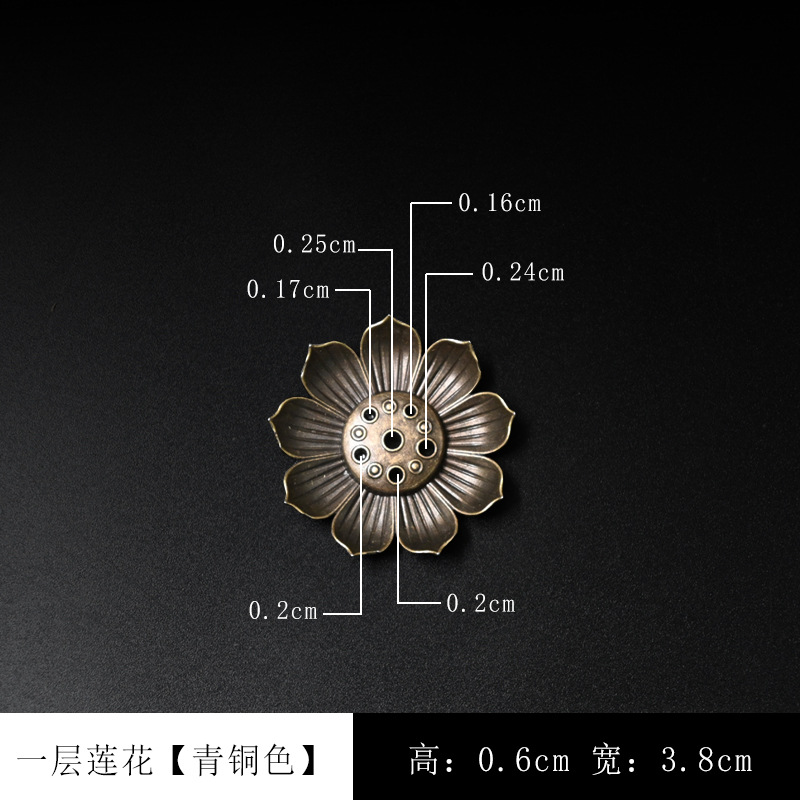 Picture of Alloy porous lotus incense holder Zen thread incense holder household tea set accessories sandalwood burner incense tray