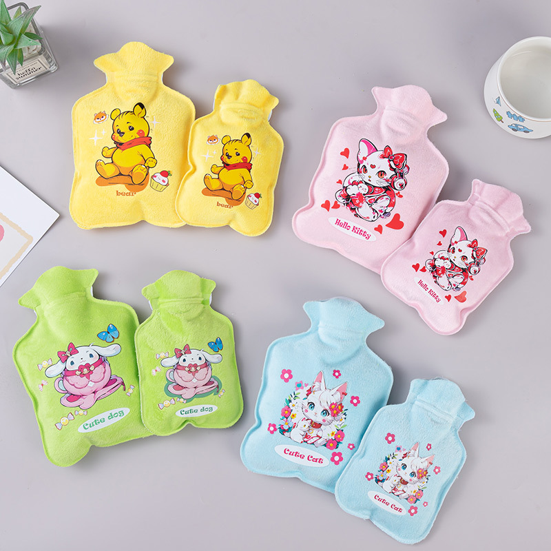 Picture of Cartoon plush water injection hot water bag student explosion-proof warm handbag double thick fleece-lined warm water bag
