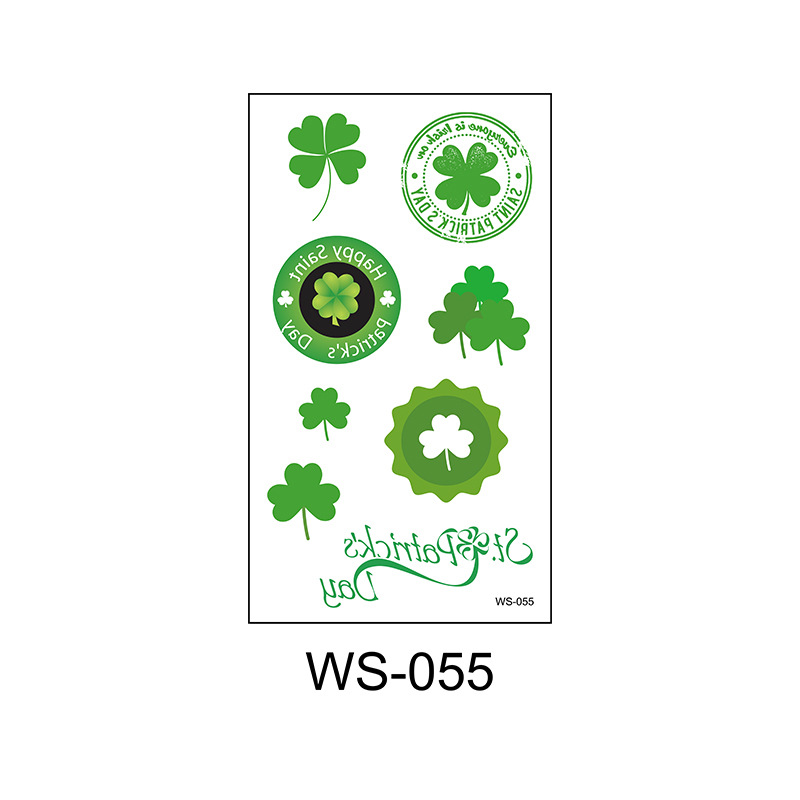 Picture of Cross-border Source Waterproof Sweat Green Hat Clover Face Irish Day Sticker St Patrick's Day Tattoo Sticker