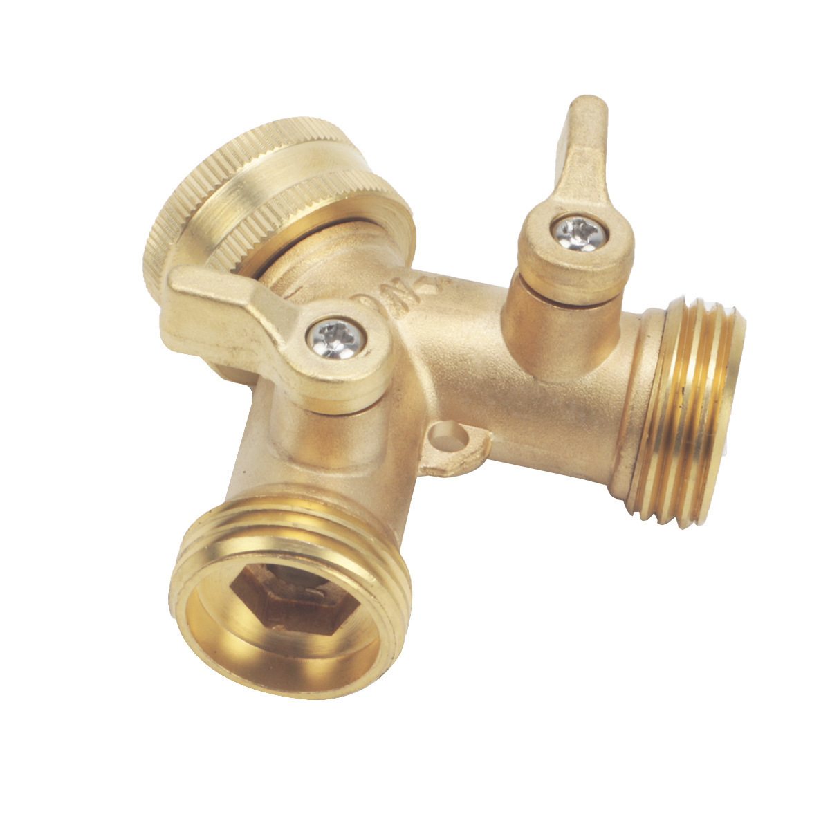 Faucet water diverter Y-shaped three-way garden tool copper connector copper 3/4 garden hose diverter connector