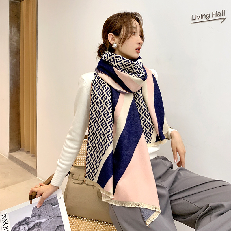 Picture of 2024 New Fashionable Big-Name Versatile Orange High-End Wool Cashmere Shawl Scarf for Women Winter Dual Use