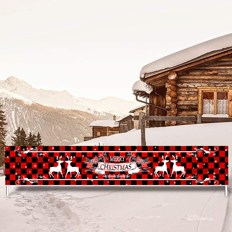 Picture of Cross-Border Spot Christmas Banner Background Christmas Flag Door Curtain Holiday Party Flag Background Cloth in Stock