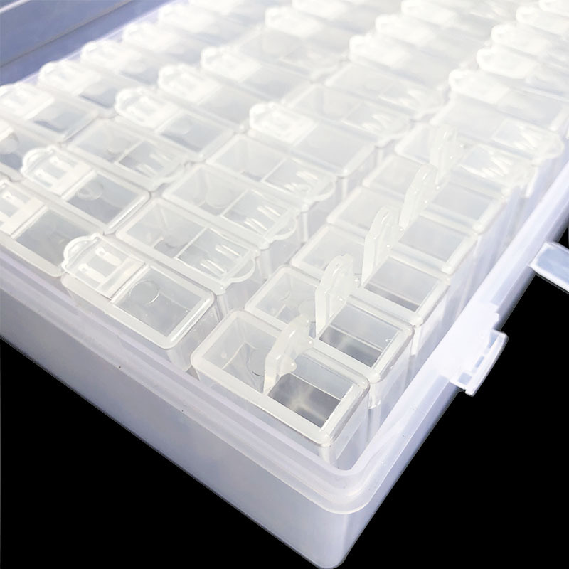 Picture of Diamond painting 64 grid storage box transparent jewelry box square diamond round point diamond box rice bead box Diamond painting tool manufacturer