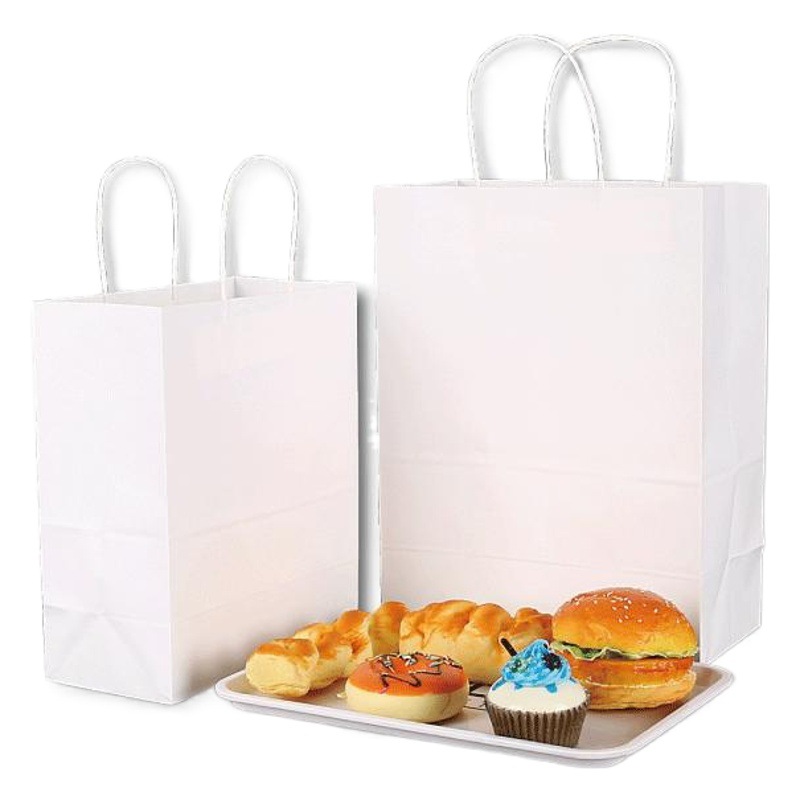 Kraft paper portable black packing handbag takeaway bread baking packaging bag clothing gift bag custom