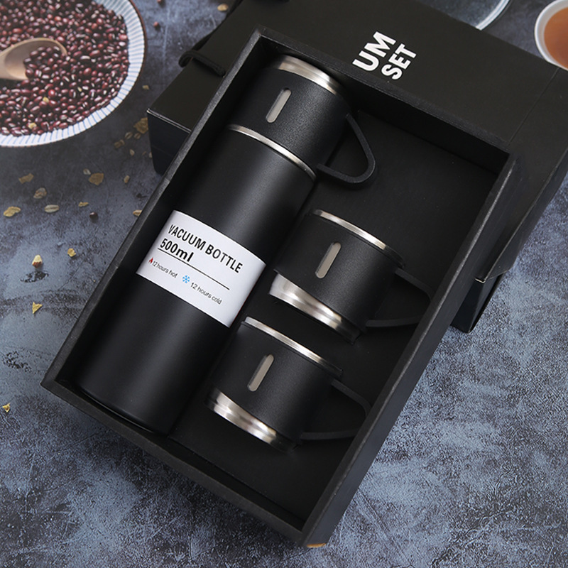 Picture of 304 Stainless Steel Thermos Cup Tea Cup One Cup Three Lid Business Gift Box suit Outdoor Water Cup Activity Gift Wholesale