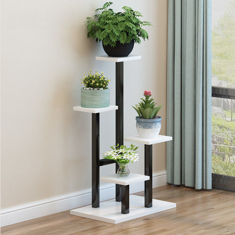 Balcony White Iron Flower Stand Multi-Layer Floor-Standing Pothos Flower Stand Living Room Decorative Flower Pot Stand Fashion