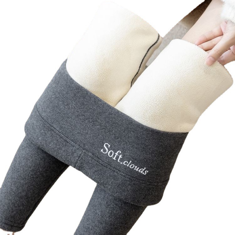 Picture of Autumn and Winter New Thickened fleece-lined Vertical Striped Threaded Leggings Women's High Waist Letter Lamb Velvet Warm Cotton Trousers Cross-border