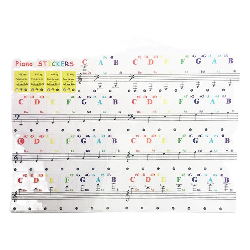 88/61/54/49/3732 Key Piano Transparent Sticker Electronic Piano Keyboard Accordion Simplified Music Scale Sticker Wholesale