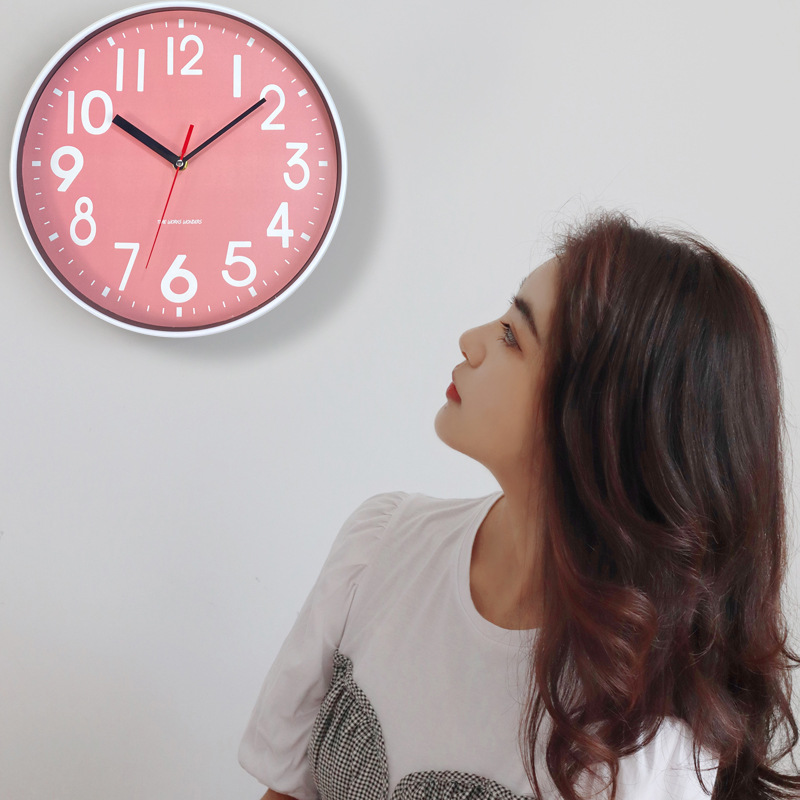 10 inch clock living room simple clock Wall home fashion watch cute pink modern network red wall clock wholesale