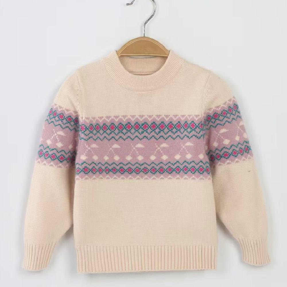 Picture of Factory wholesale children's cashmere sweater Korean version of the high collar cartoon knitted pullover boys baby base sweater girls