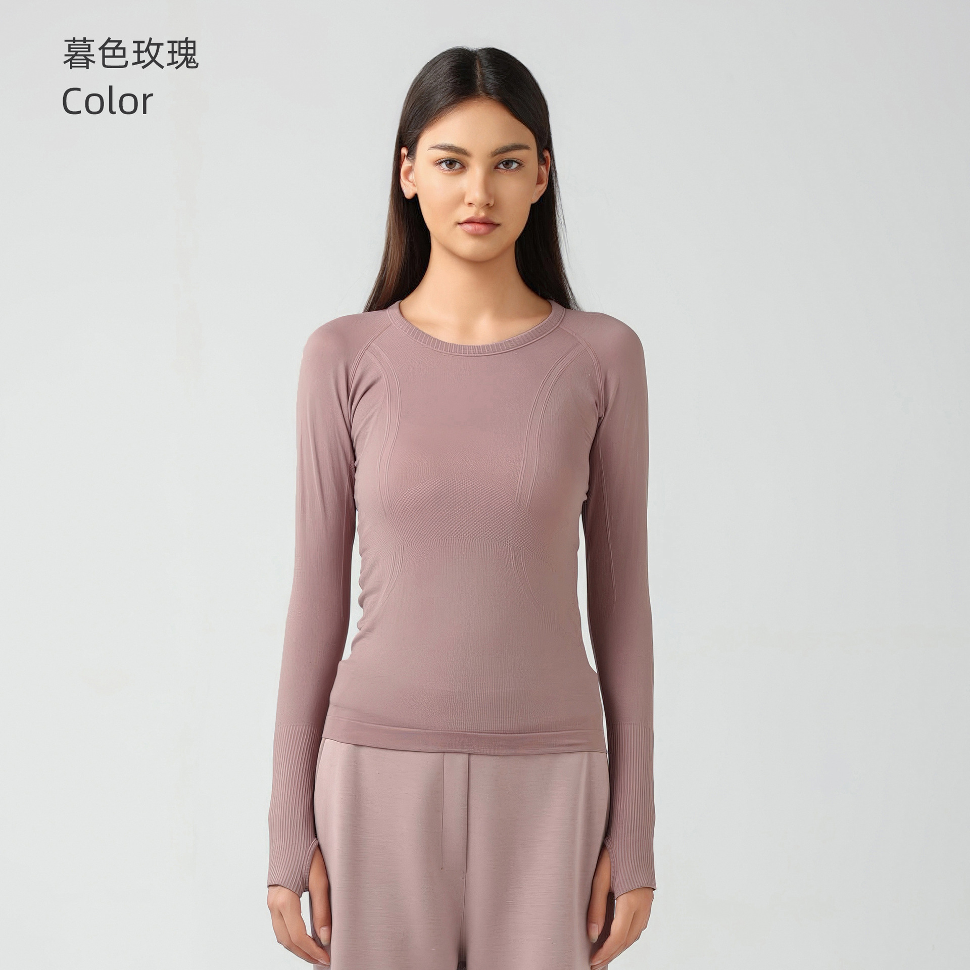 Picture of Cross-Border New Quick-Drying Top Long-Sleeved Women's Sports Running Fitness Breathable Seamless One-Piece Yoga Wear D19083