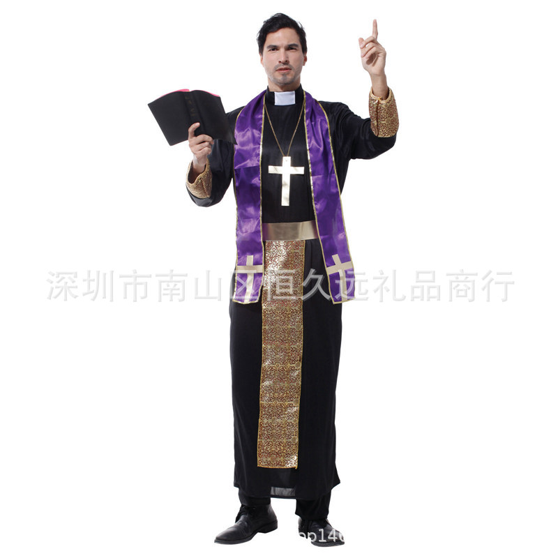 Halloween Masquerade Adult Jesus Priest Costume Priest Cosplay Costume Missionary Costume