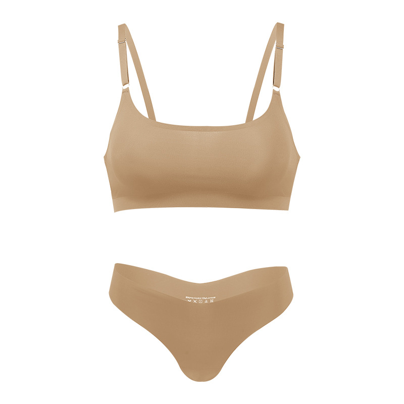 Picture of plus size sexy bra suit women's ice silk seamless no steel ring small chest gathered leopard print women's underwear suit