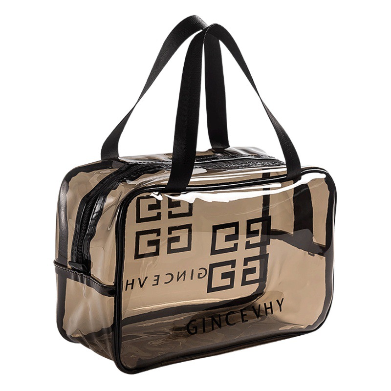 In stock transparent cosmetic bag wholesale storage bag custom pvc handbag printed LOGO waterproof cosmetic wash bag