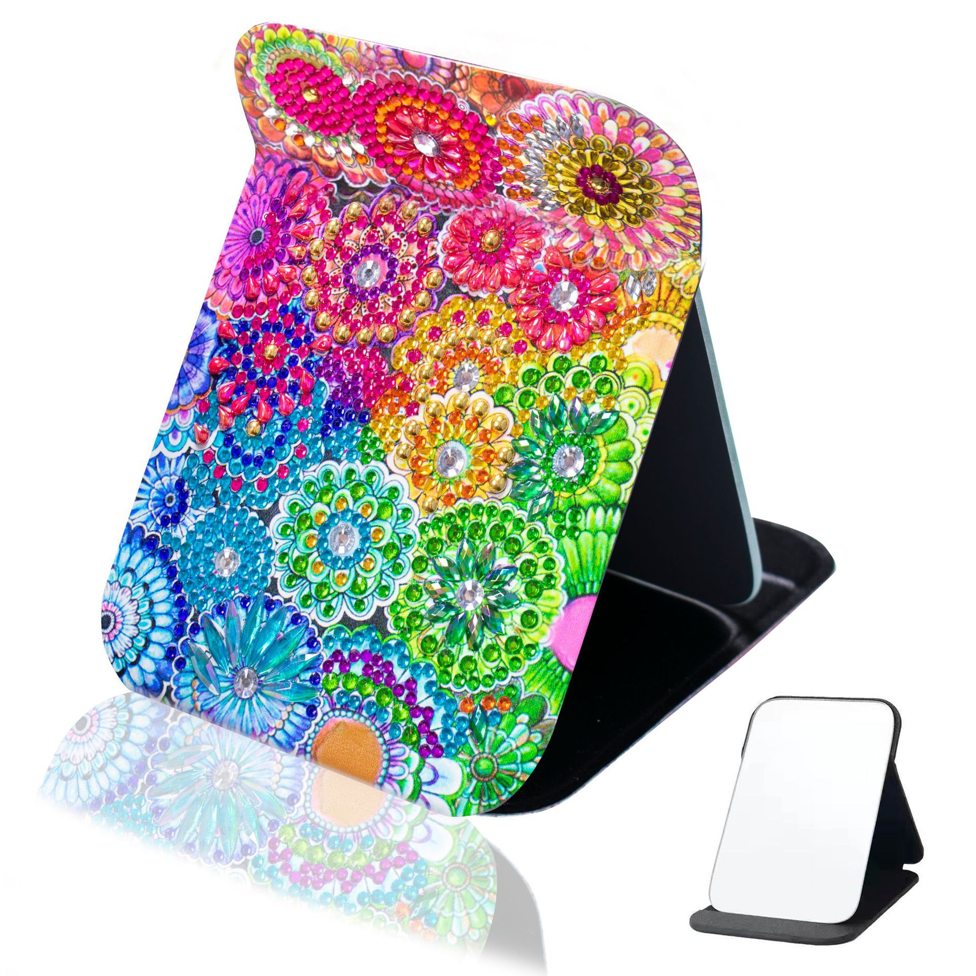 Picture of DIY Mandala Diamond painting mirror suitable for adult Crystal cosmetic mirror portable foldable mirror