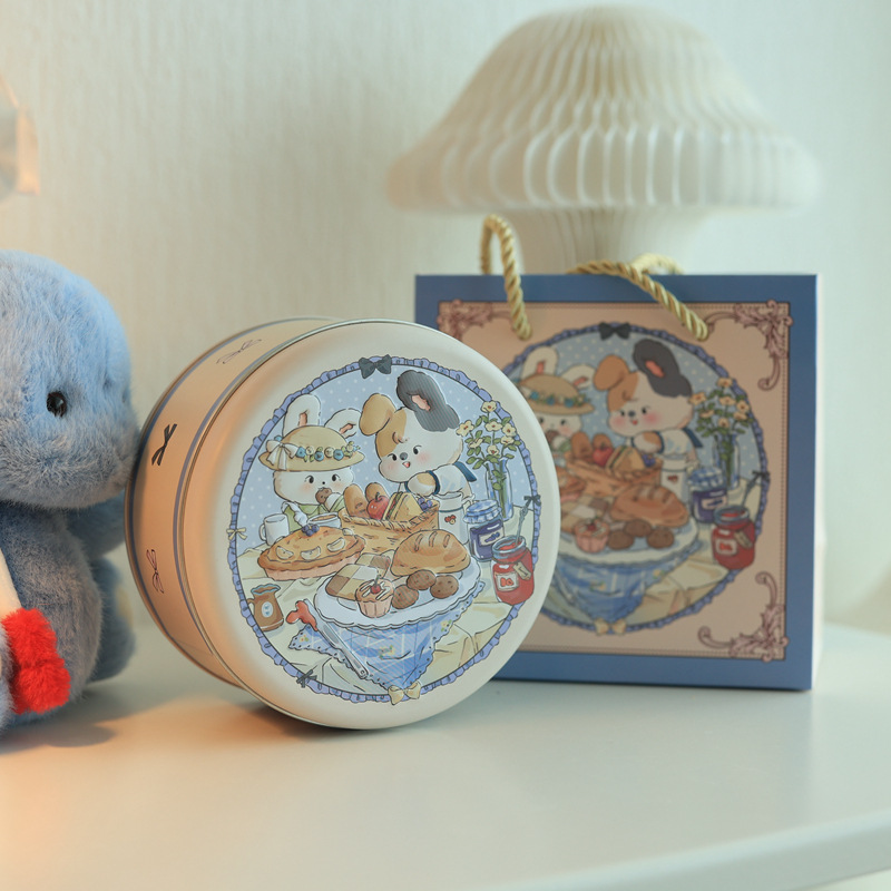 Picture of Factory direct ins marble medium cookies candy round tinplate box packaging box candy box