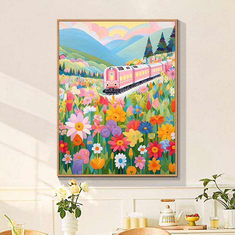 spring travel diy digital oil painting landscape flower painting coloring acrylic painting hand-painted psychological decompression oil painting