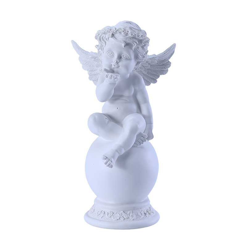 Picture of Cross-Border Supplier 26cm High Pure White Sit-Top Little Angel Ornaments Classical Decoration Birthday Gift Resin Crafts