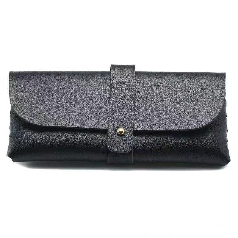 Picture of Black Simple Glasses Clutch Sunglasses Storage Box PU Leather Sunglasses Bag Portable Pressure Resistant Advanced Glasses Case