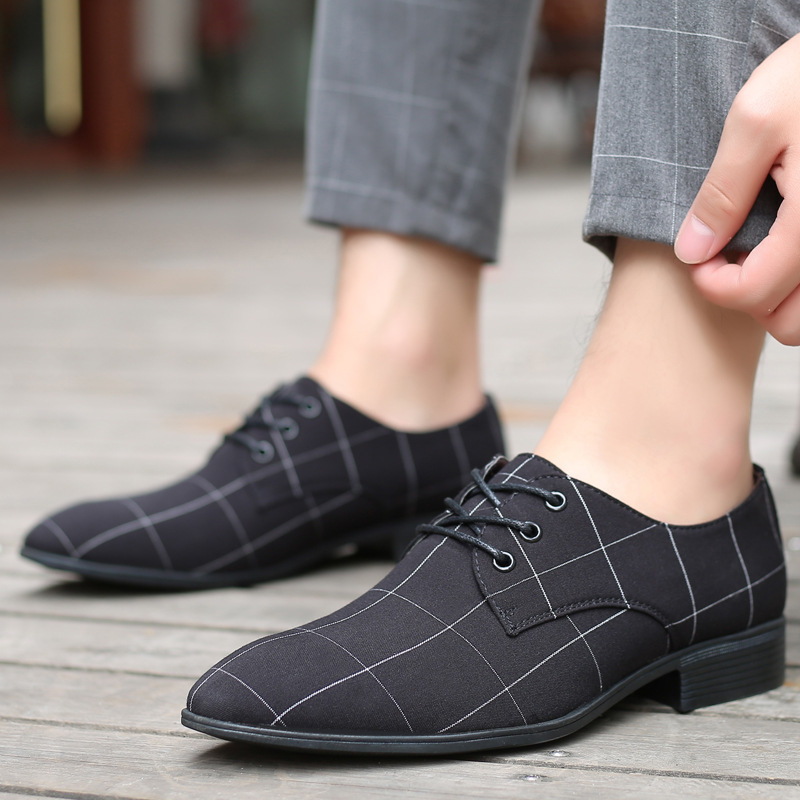 Picture of Cloth Shoes Men's Casual Shoes Breathable Pointed Canvas Leather Shoes Business Korean Men's Shoes Dress Men's Shoes