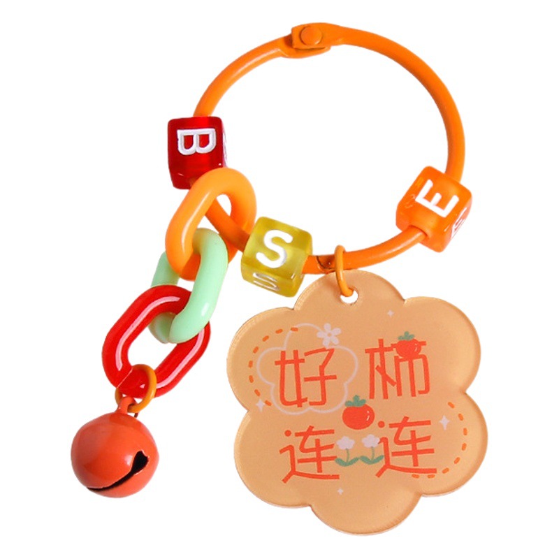 ins Style Creative Acrylic Text Card Ping An Happy Key Chain Pendant Small Clear Bag Hanging Decoration
