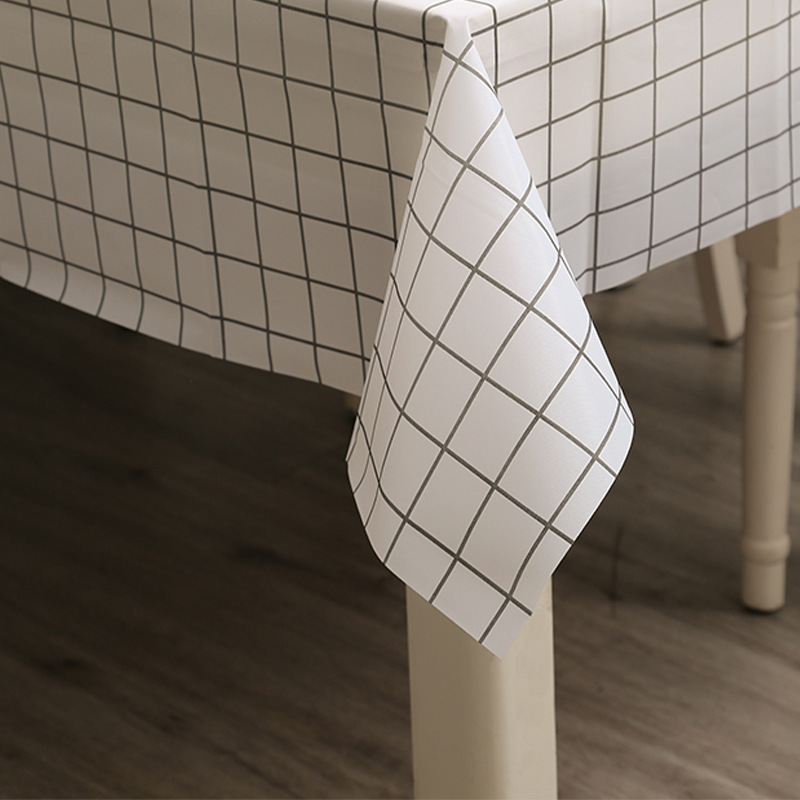 Picture of Home Nordic Tablecloth Modern Simple Style Tablecloth Fruit Anti-scalding Waterproof Oil-proof Disposable PVC Plaid Tablecloth