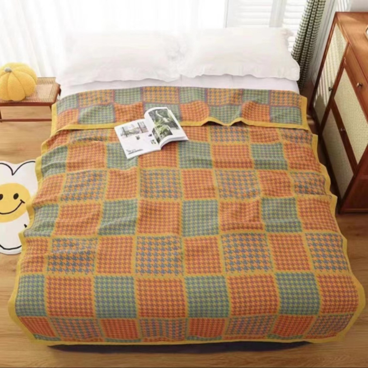 Picture of Wholesale new combed cotton fine sand gauze towel blanket soybean fiber blanket spring and summer single double autumn and winter leisure blanket