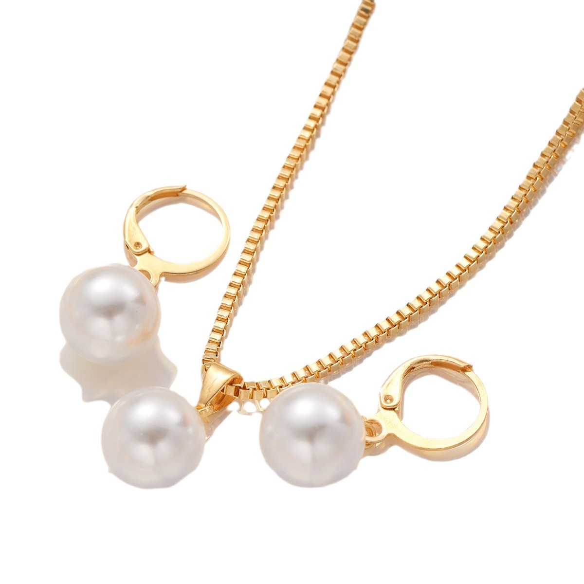 Picture of Cross-border European and American New Pendant Jewelry Necklace Temperament Design Sense Light Luxury Earrings Necklace Imitation Pearl Jewelry suit