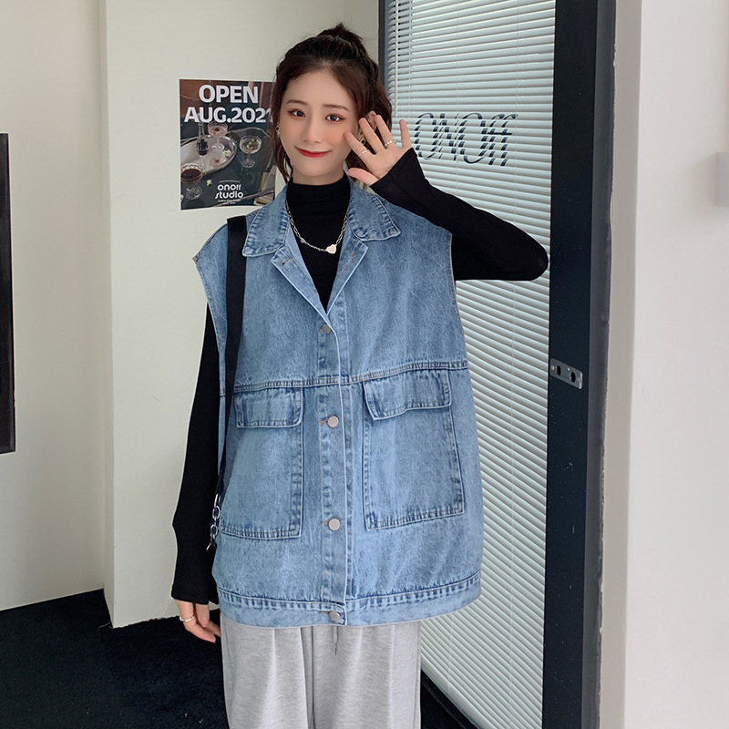 Picture of New Slimming Denim Vest Women's Clothing Loose Early Autumn Korean Retro Sleeveless Top Student Fried Street Short Jacket