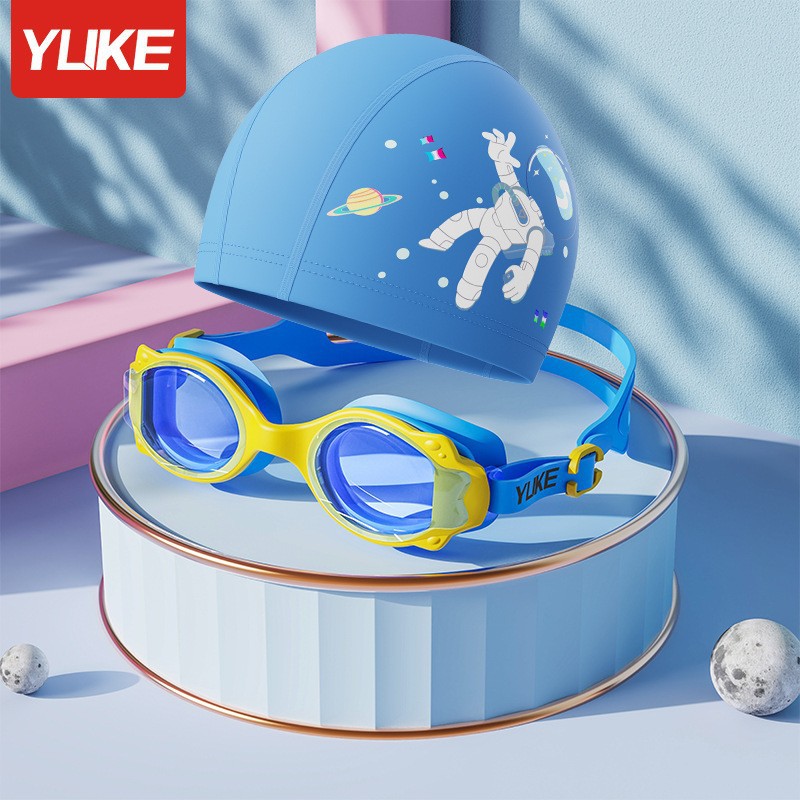 Picture of Children's Goggles Waterproof Anti-Fog HD Boys and Girls Cartoon Professional Swimming Glasses Diving Goggles Swimming Cap suit