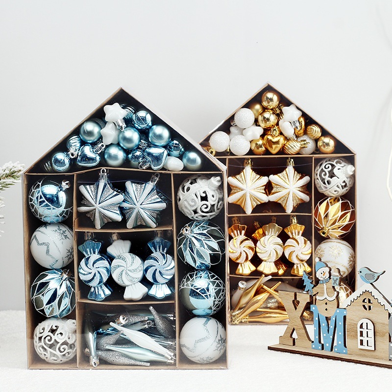 Picture of Cross-border New Christmas Decorations House Painted Christmas Ball suit Gift Bag Christmas Tree Pendant