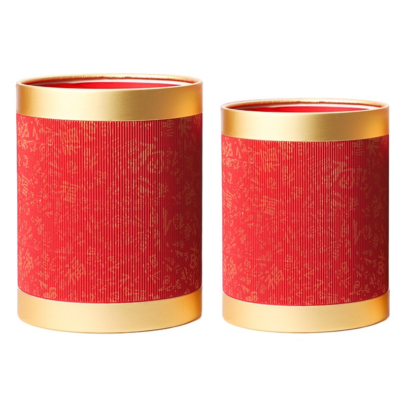 Set of Erfu Bucket Wholesale New Year Festive Decoration Ruyi Bucket Bronzing Packaging Ornaments Red Vertical Pattern Hug Bucket
