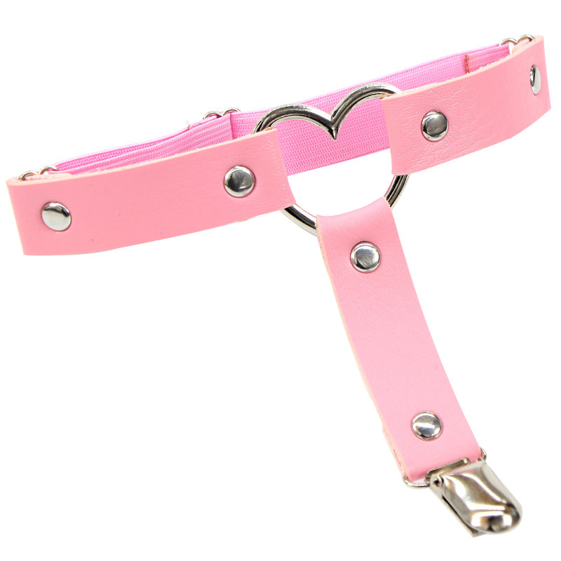 Picture of European and American Harajuku Punk Heart-Shaped Leather Leg Rings Japanese Style Non-Slip Thigh Socks Leg Rings Foot Rings Garter Accessories