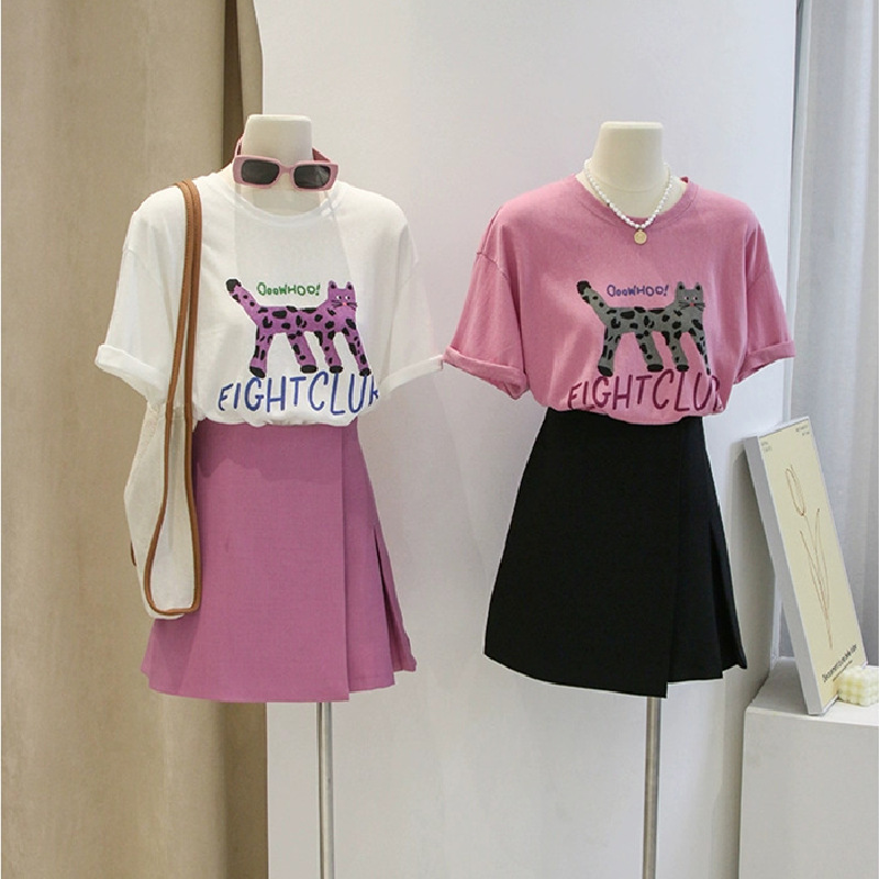 2025 New Summer Pure Cotton Short-Sleeved T-Shirt for Women Korean Style Loose Half-Sleeved Pullover Round Neck Top 23047 #