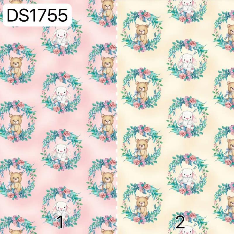 40 cotton digital printed fabric spring and summer cotton wreath rabbit bear children's dress handbag printed fabric