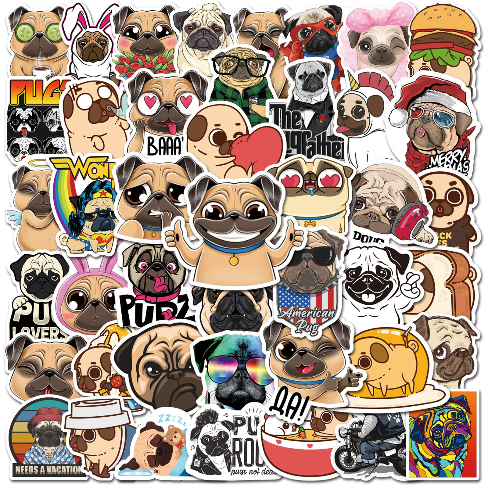 50 pieces cartoon cute animal Shappie dog graffiti stickers decoration computer luggage mobile phone water cup waterproof removable